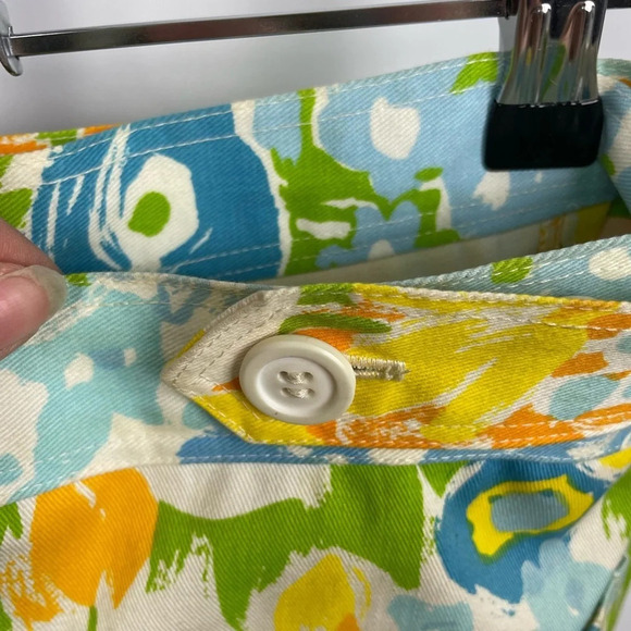 Vintage Blue‎ Yellow White Floral A-Line Wrap Skirt - Picture 7 of 8